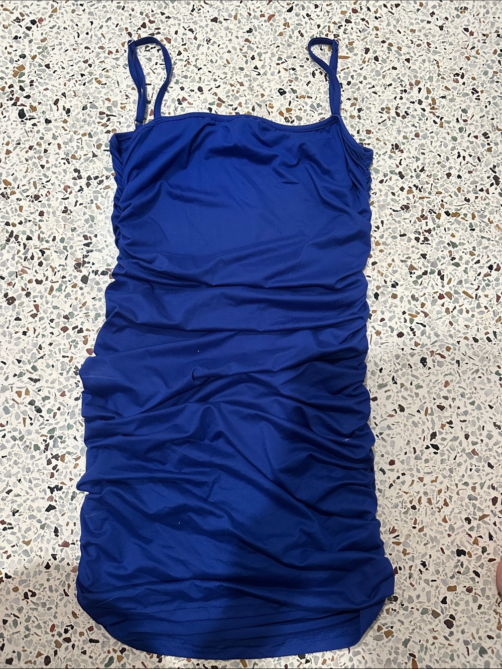 Sleek Royal Blue Ruched Midi Dress